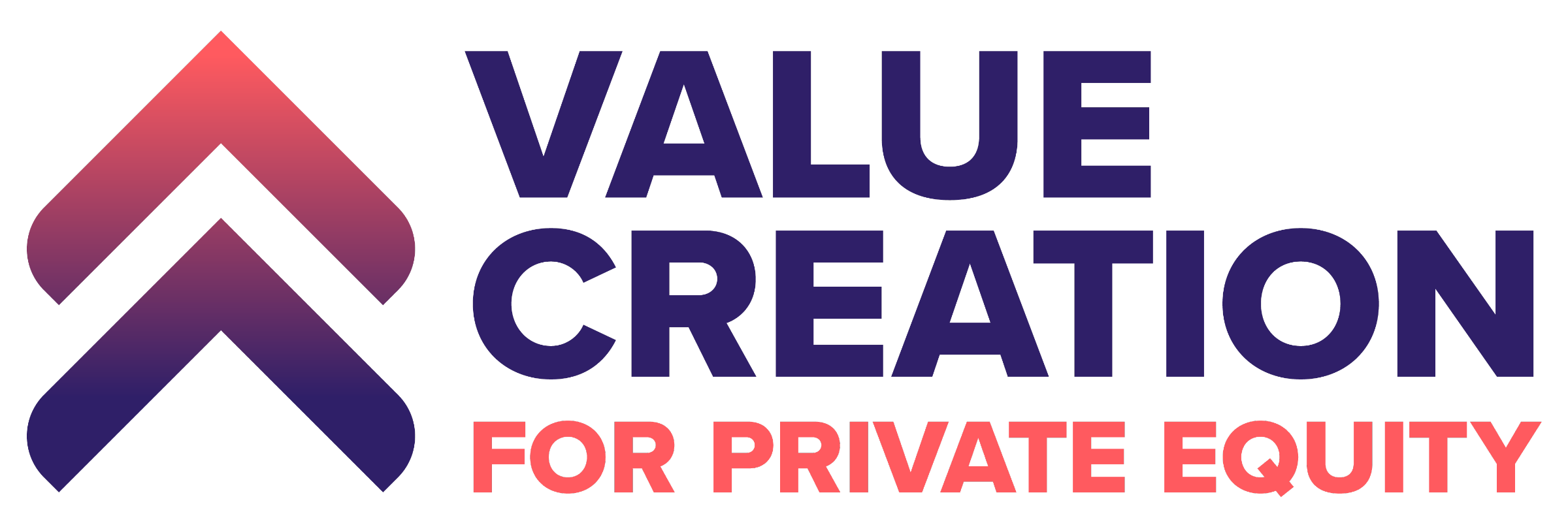 Two arrows up with the words value creation for private eqyuity