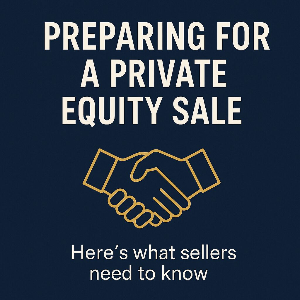 two hands shaking with the words preparing for a private equity sale Here's what sellers need to know