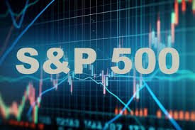 Computer screen with line graphs representing movement in the equity markets with the words S&P500 in bold white letters