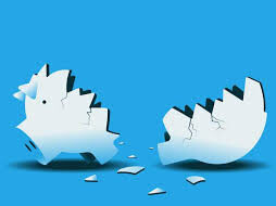 A white piggy bank broken open with nothing inside against a royal blue backdrop. Signifying the gap in retirement savings.