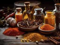 a variety of hrbs, spices and seeds representing the flavors of the world influencing the global flavor economy changes in the beverage alcohol industry