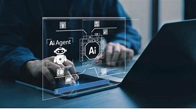 a virtual screen showing AI models and AI agents to represent a productivity mirage