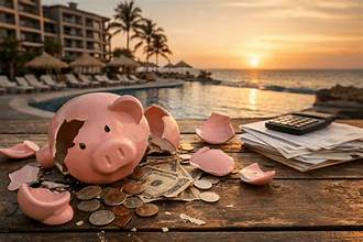 broken piggy bank on a vacation resort
